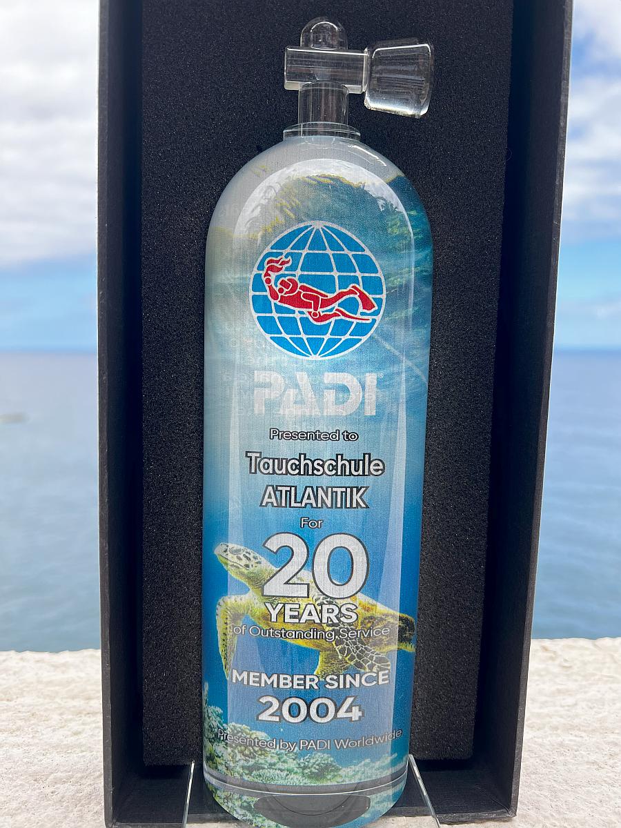 Auszeichnung 20 Jahre PADI Mitglied - 5 Star IDC Resort ATLANTIK